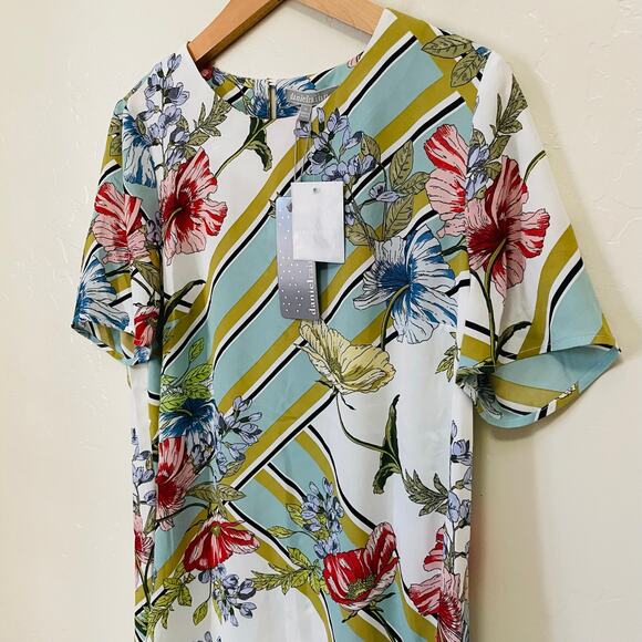 Daniel Rainn Floral Abstract Short Sleeve Blouse NEW - Picture 2 of 9